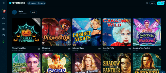 Spelaanbod van Crystal Roll Casino